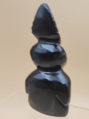 Gold Sheen Obsidian Hand Carved Mayan Aztec Statue