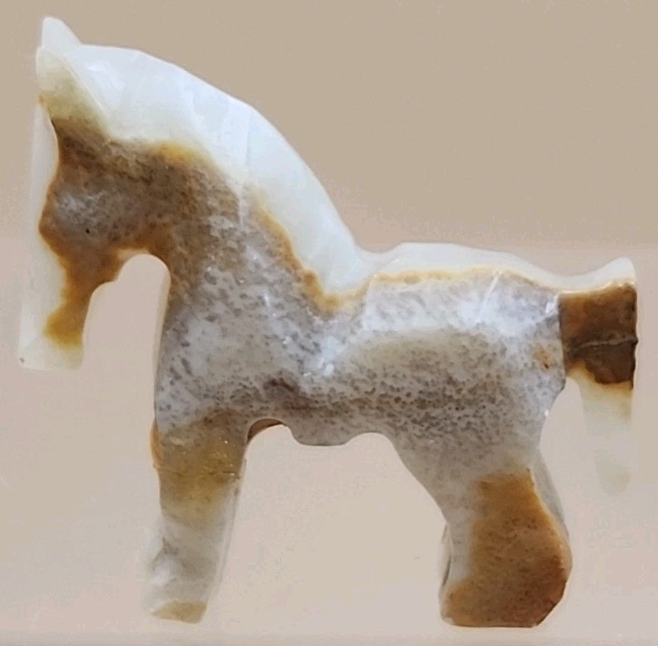 Hand Carved Mexican Marble Horse/Donkey Vintage 1.75" Figurines Lot Of 2