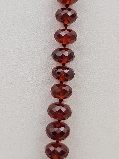 Faceted Rondele Hessonite Garnet Vermeil Graduated Vintage 26" Necklace