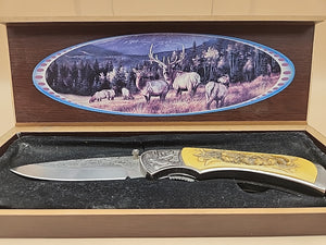 ELK RIDGE Carved Handle Vintage Folding Knife