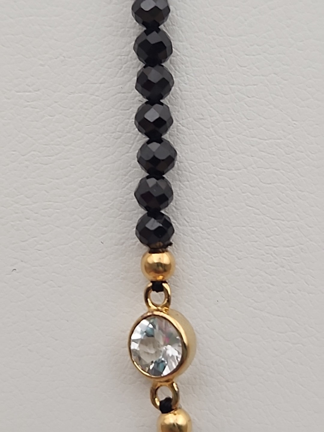 HSN Faceted Black Onyx/Topaz/14k Over Sterling Silver 36" Necklace