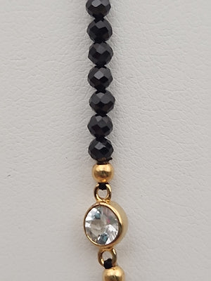 HSN Faceted Black Onyx/Topaz/14k Over Sterling Silver 36" Necklace