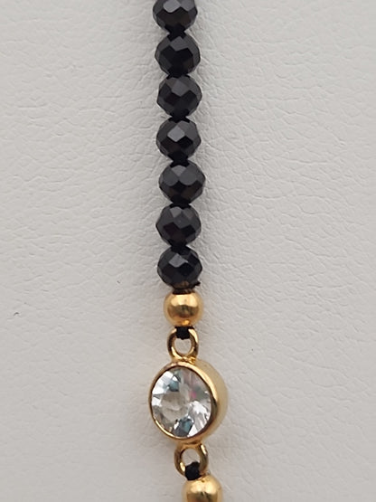 HSN Faceted Black Onyx/Topaz/14k Over Sterling Silver 36" Necklace