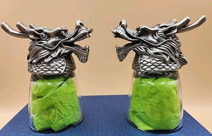 5IVESIS Set Of 2 Pewter Dragons Head Shot Glasses