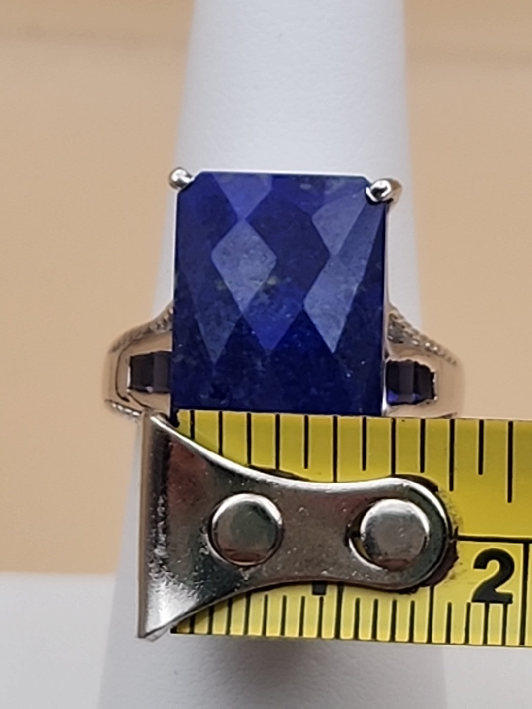 Faceted Lapis Lazuli/Sterling Silver Filagree Ring Size 7