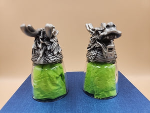 5IVESIS Set Of 2 Pewter Dragons Head Shot Glasses