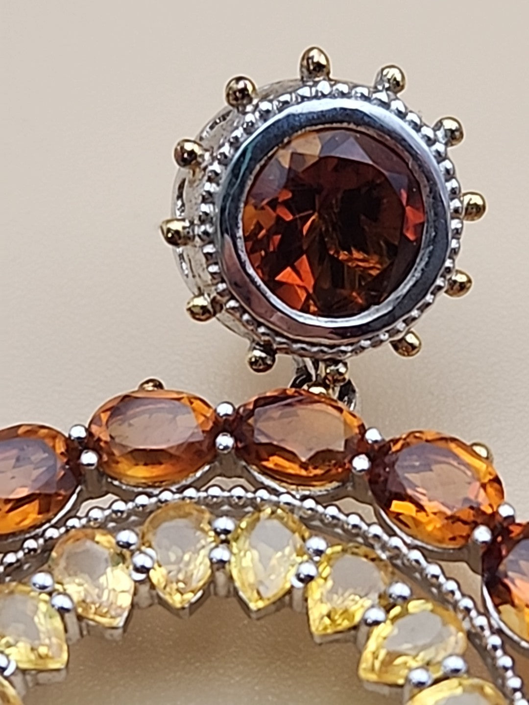 DALLAS PRINCE Yellow/Orange Citrine Drop/Dangle Hoop Earrings
