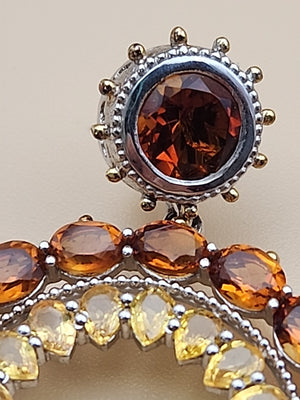 DALLAS PRINCE Yellow/Orange Citrine Drop/Dangle Hoop Earrings
