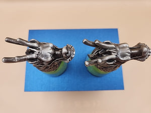 5IVESIS Set Of 2 Pewter Dragons Head Shot Glasses