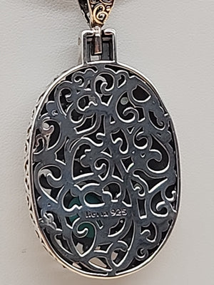 BERIA Turkish Turquoise/Mystic Topaz/Green Onyx/Sterling Silver Filagree Pendant