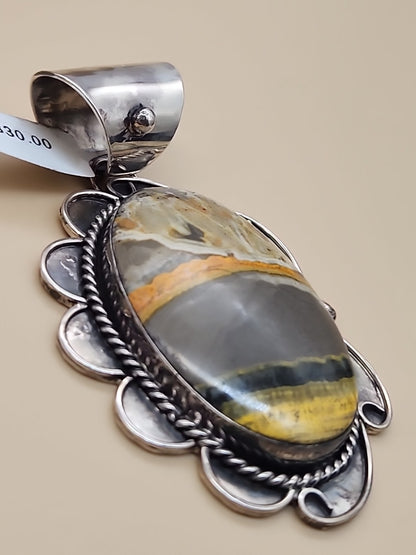 GARY NEZ NAVAJO Bumblebee Jasper/Sterling Silver Pendant