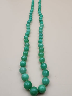 GRASSMAN-BLAKE 14k/Natural Green Onyx/Double Knotted/Graduated/Beaded Necklace