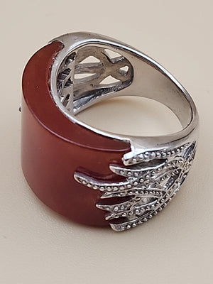 Carnelion Agate-Aqeeq/Sterling Silver Ring Size 8