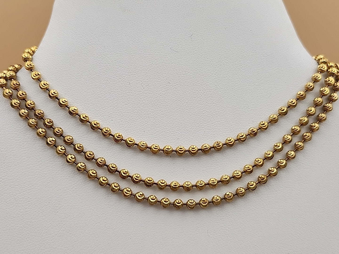Italian Moon Cut/Gold Plated/Sterling Silver/30" Ball Bead Chain Necklace