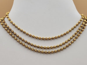 Italian Moon Cut/Gold Plated/Sterling Silver/30" Ball Bead Chain Necklace