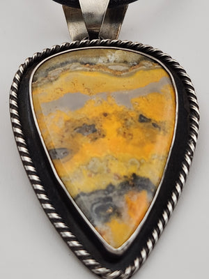 CHIMNEY BUTTE NAVAJO Bumblebee Jasper/Sterling Silver Pendant