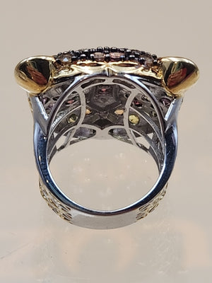 MICHAEL VALITUTTI Multi Gemstone/Sterling Silver/ Panther/Jaguar Head Ring Sz.5