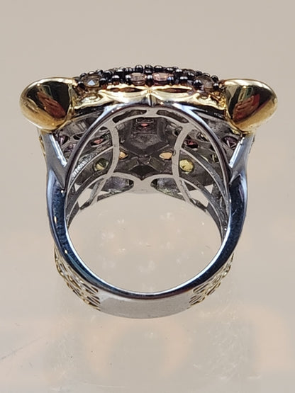 MICHAEL VALITUTTI Multi Gemstone/Sterling Silver/ Panther/Jaguar Head Ring Sz.5
