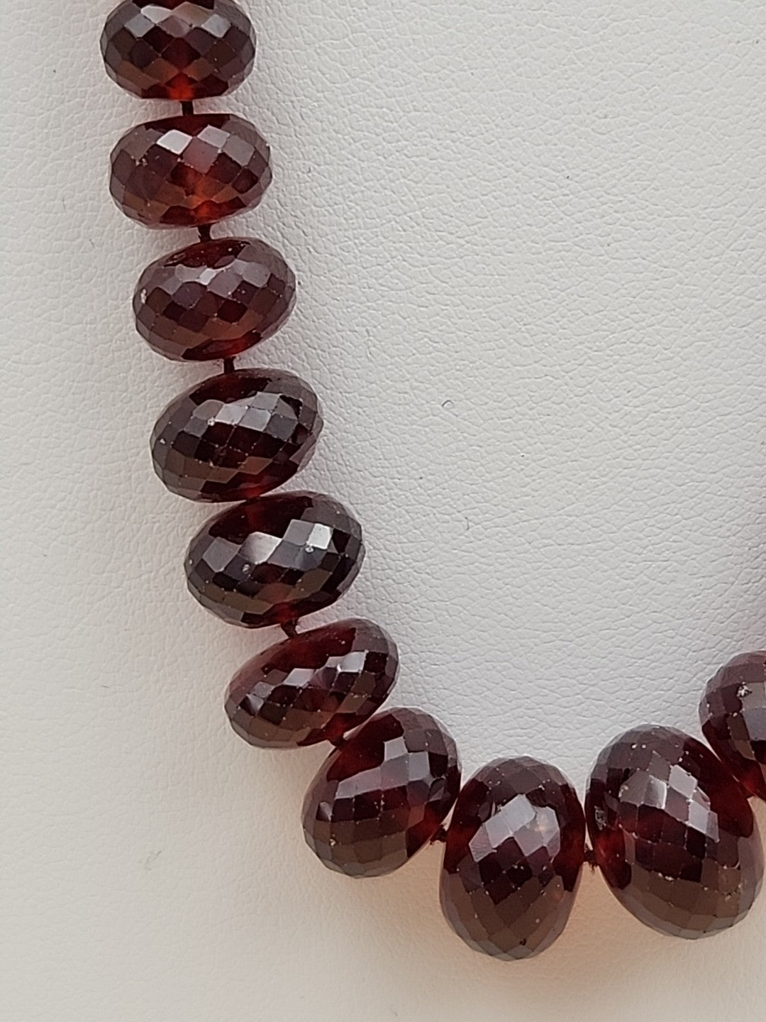 Faceted Rondele Hessonite Garnet Vermeil Graduated Vintage 26" Necklace