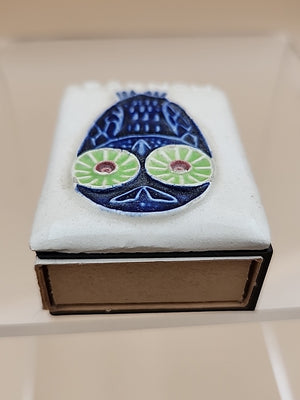Ceramic Topped Vintage Matchbox Cover With Wood Matches From Monaco