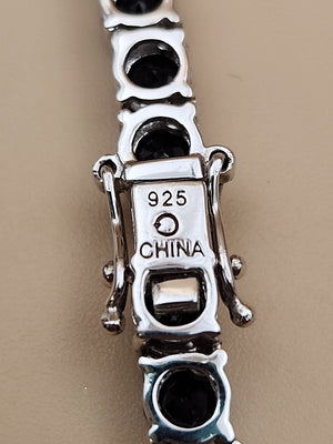 Black Onyx/Sterling Silver 18" Tennis Necklace