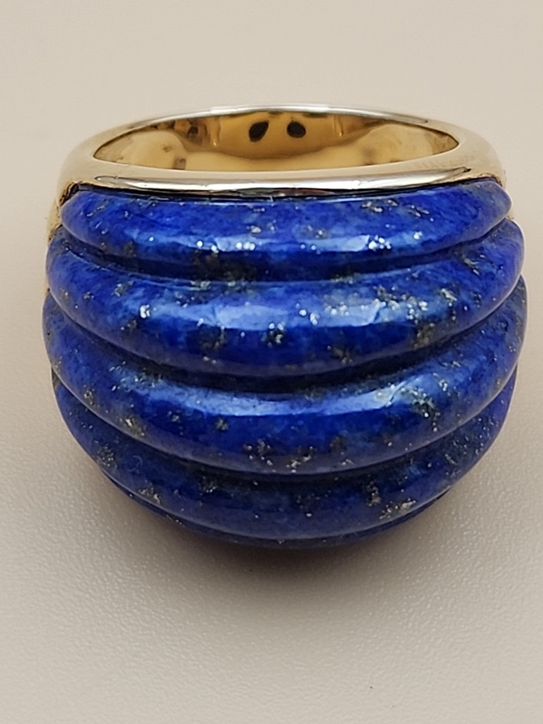 ROSS SIMONS Carved Lapis Lazuli/18k Over Sterling Dome Ring Size 7