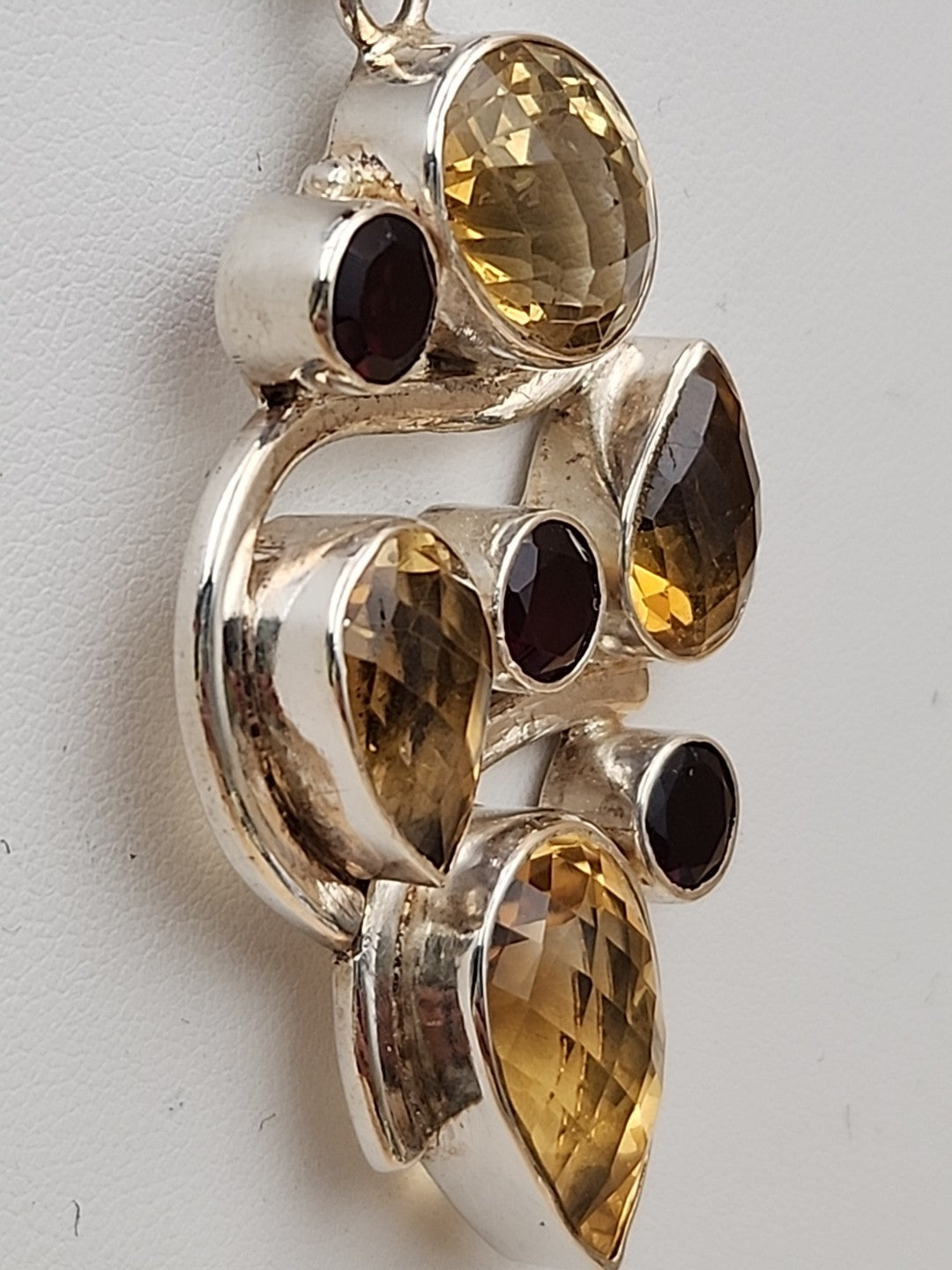 Garnet/Citrine/Sterling Silver Mixed Cut Pendant