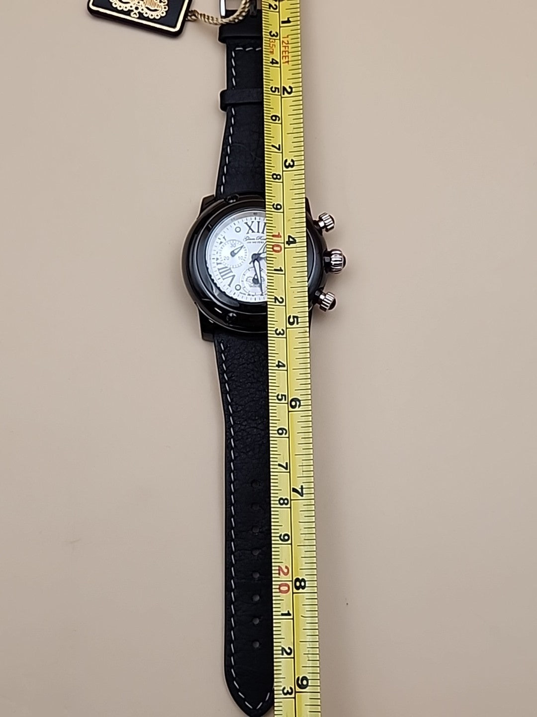 GLAM ROCK Black Leather Miami Chrono 10 ATM Model# 10164 NEW BATTERY