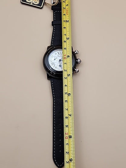 GLAM ROCK Black Leather Miami Chrono 10 ATM Model# 10164 NEW BATTERY