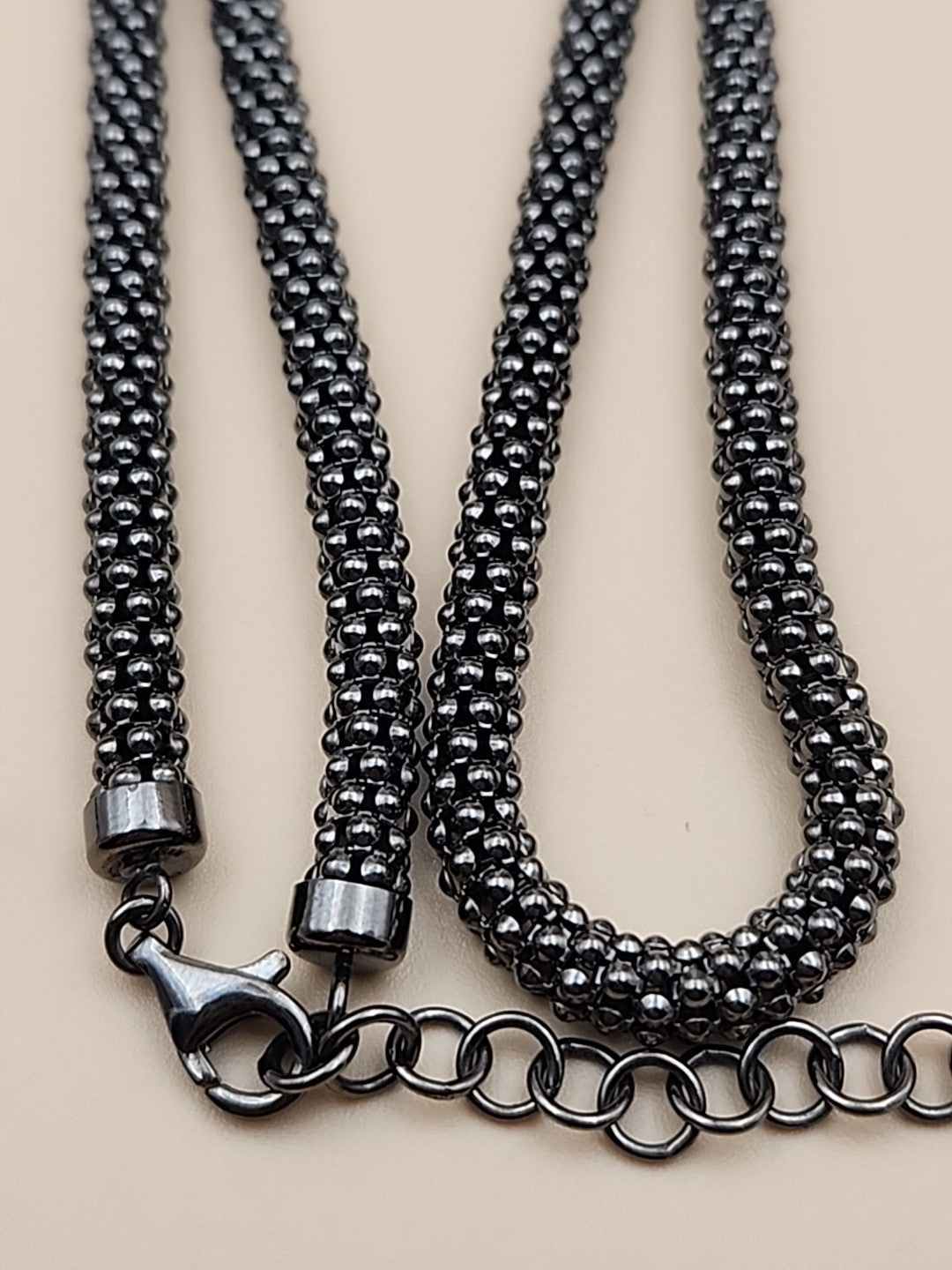 MILOR ITALY/Black Rhodium Over Sterling Silver 30"-32" Popcorn Necklace