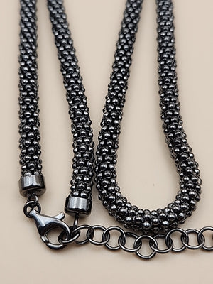 MILOR ITALY/Black Rhodium Over Sterling Silver 30"-32" Popcorn Necklace
