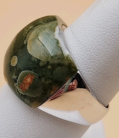 Rainforest Jasper/Sterling Silver Ring Size 8