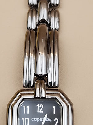 CAPEZIO 1980's Silver Tone/Black Dial Analog Watch NEW BATTERY