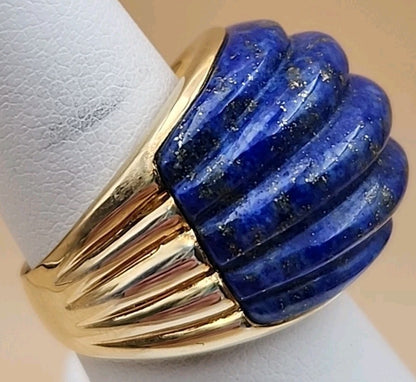 ROSS SIMONS Carved Lapis Lazuli/18k Over Sterling Dome Ring Size 7