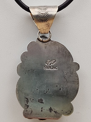 GILBERT PLATERO NAVAJO Sleeping Beauty/ White Buffalo Turquoise/Sterling Pendant