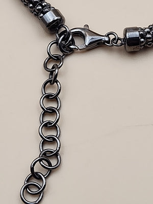 MILOR ITALY/Black Rhodium Over Sterling Silver 30"-32" Popcorn Necklace