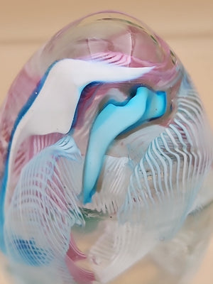 MURANO Italy Fratelli Toso Latticino Millefiori Scramble Pastel Egg Paperweight
