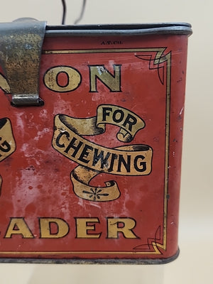 1900's UNION LEADER Antique Cut Plug Tobacco Tin With Lock And Handle