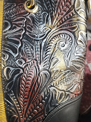 M.C. Textured Leather Multi Color Handbag