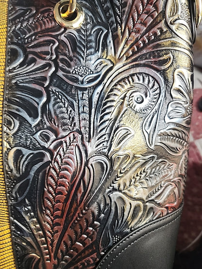 M.C. Textured Leather Multi Color Handbag