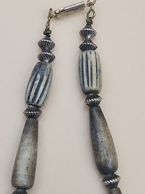 Polished Carved Green Agate Stone/African Elephant  30" Gold Tone Necklace