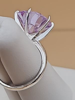 Lavender Cubic Zirconia/Portuguese Cut Solitaire/Sterling Silver  Ring Size 4.75