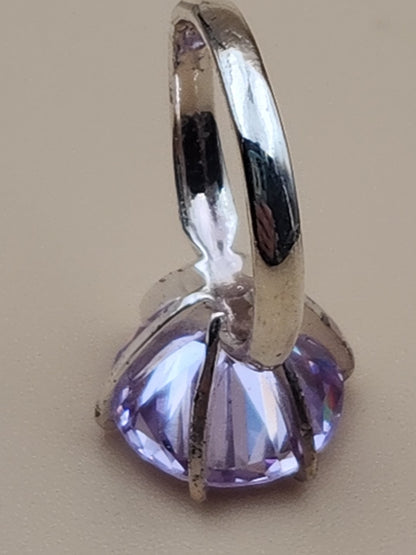 Lavender Cubic Zirconia/Portuguese Cut Solitaire/Sterling Silver  Ring Size 4.75