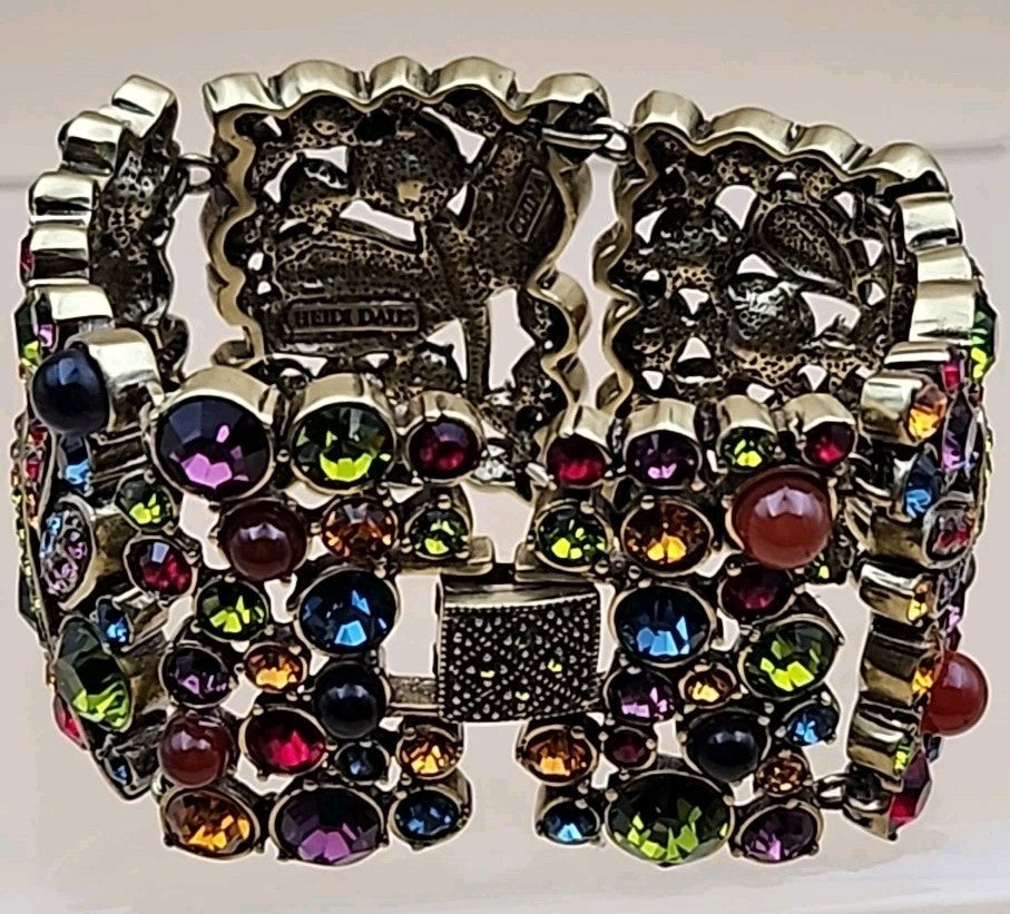 HEIDI DAUS Multi Color Faceted Swarovski Crystal/Dragonfly Panel Bracelet