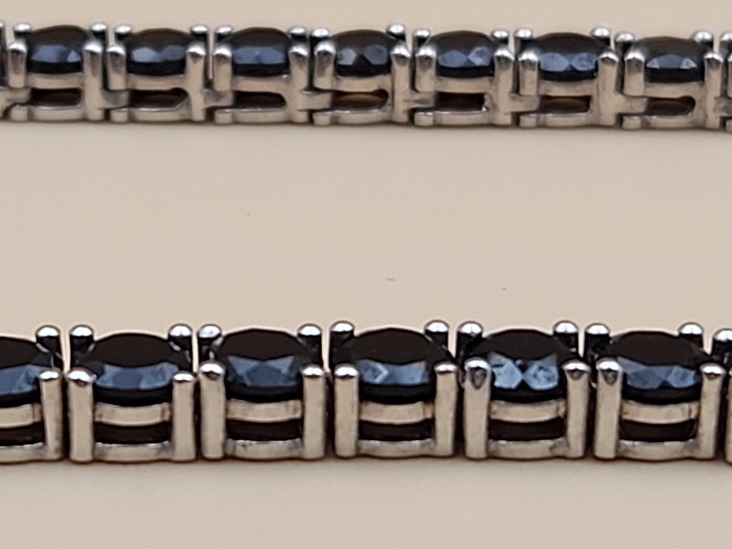 Black Onyx/Sterling Silver 18" Tennis Necklace