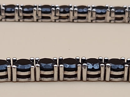 Black Onyx/Sterling Silver 18" Tennis Necklace