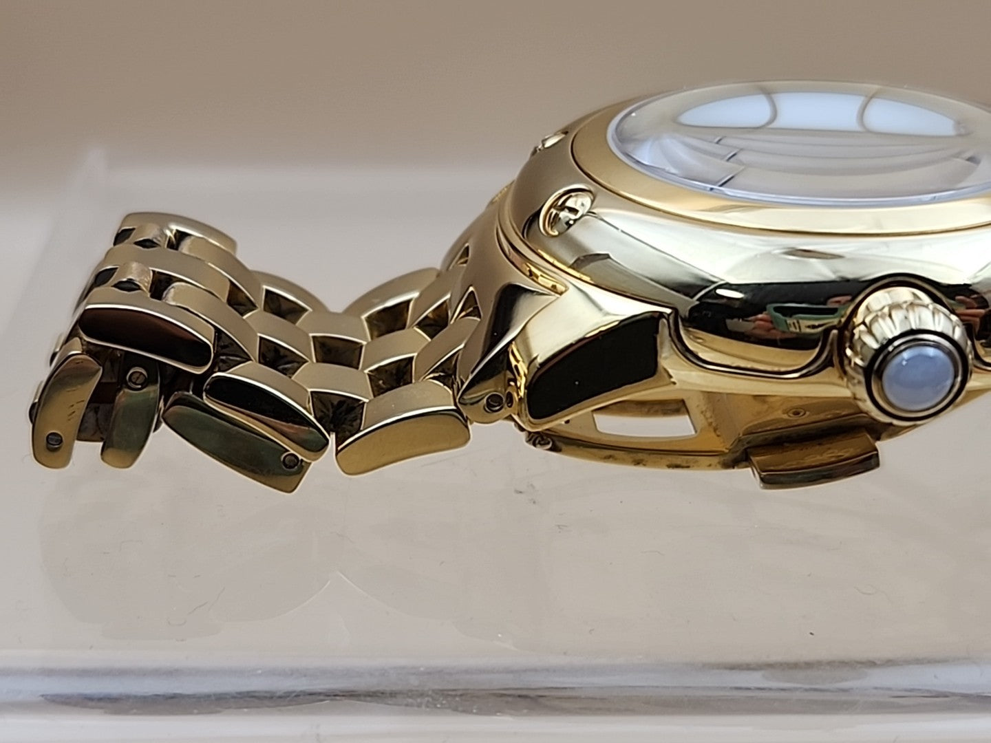 GLAM ROCK Miami Quartz Gold Tone/Crystal Indices/Glowing Hands Watch NEW BATTERY