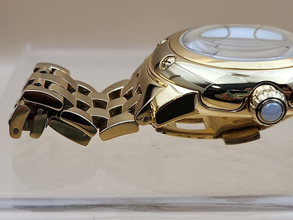 GLAM ROCK Miami Quartz Gold Tone/Crystal Indices/Glowing Hands Watch NEW BATTERY