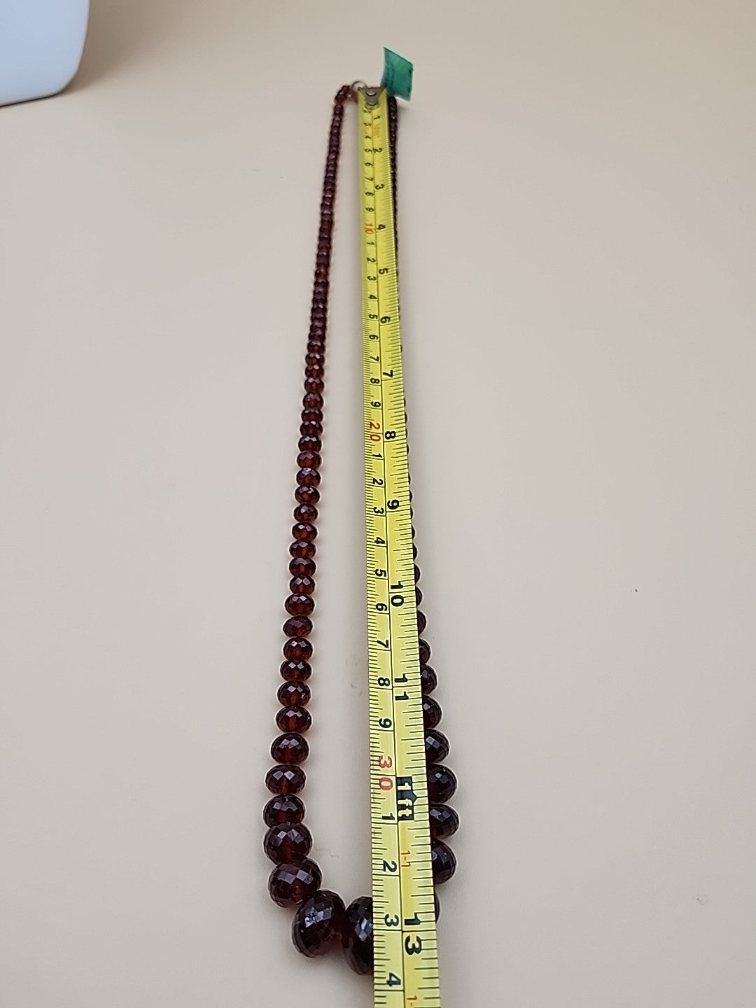 Faceted Rondele Hessonite Garnet Vermeil Graduated Vintage 26" Necklace