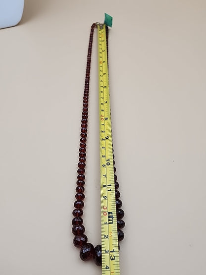 Faceted Rondele Hessonite Garnet Vermeil Graduated Vintage 26" Necklace